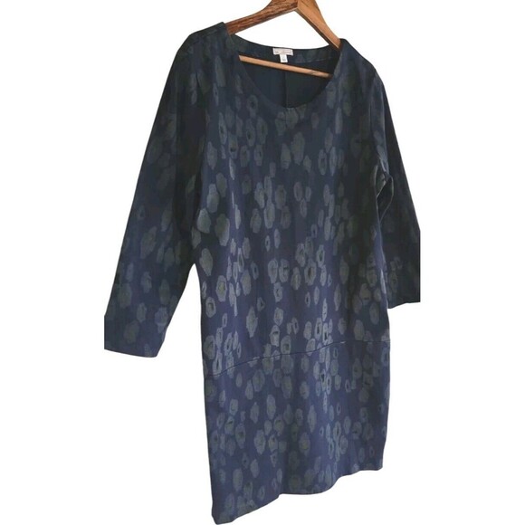 Gap Dress Womens Large Blue Leopard Print Gold Zip Hem Knee Length Cotton - Picture 3 of 7